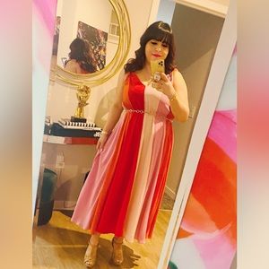 Eloquii Colorblock midi dress pink red size 14 valentines date ready !!